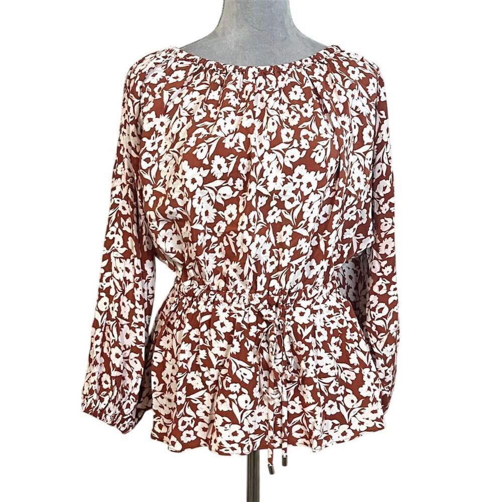 Roller Rabbit Silk Floral Blouse Top S Casual Fall Adjustable Waist Spring